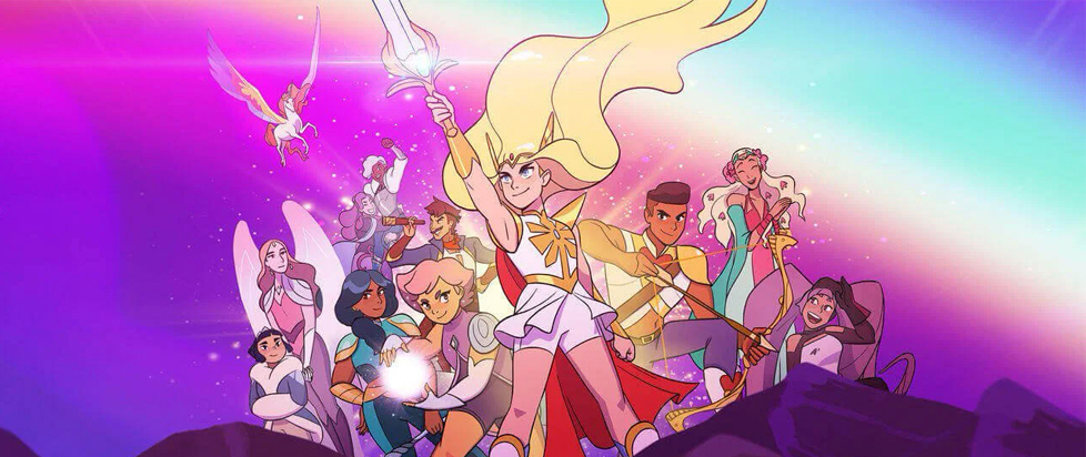 A promotional photo of the animated cast of characters of She-Ra and the Princesses of Power