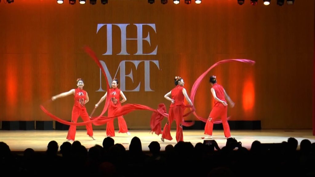 A photo still from the video of the Chinese Ribbon Dance performed at the Met in February 2019.