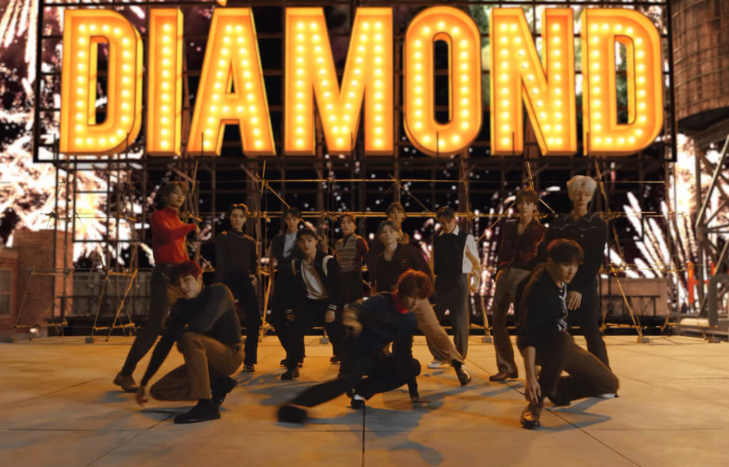 A photo still of Seventeen from the music video of Home Run.