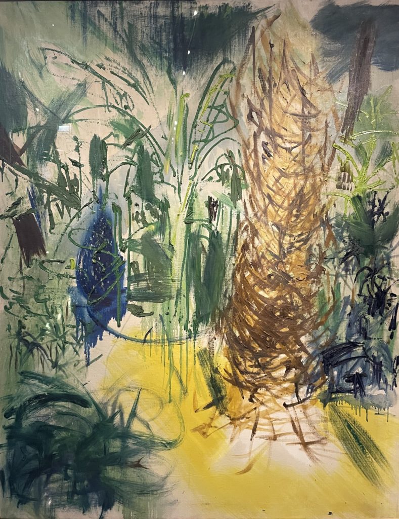 A photo of a brightly coloured abstract painting by Anne Eisner.